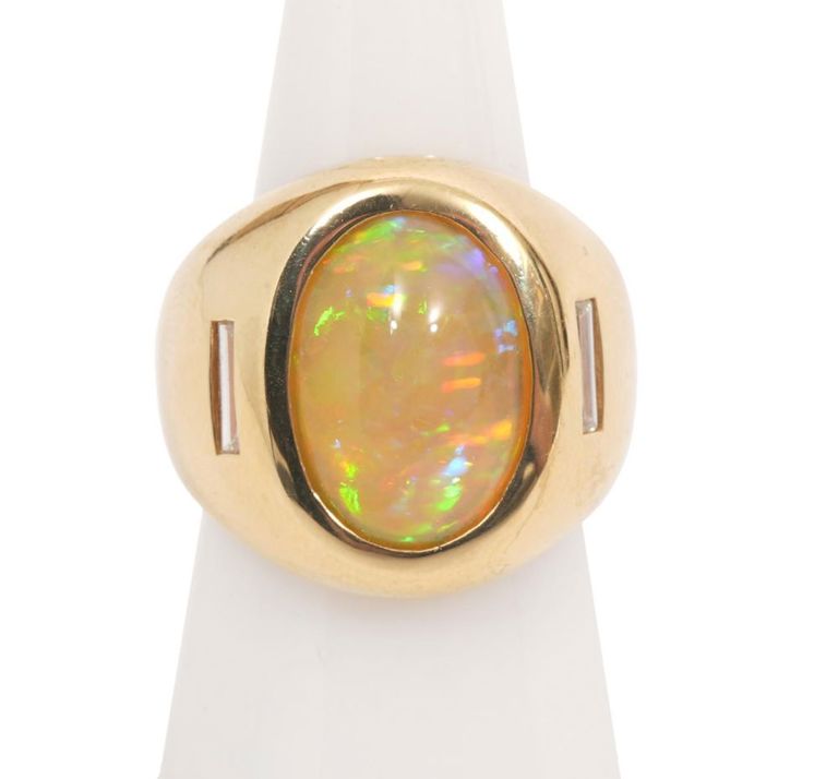 Gentleman's 18K YG Opal & Diamond Ring