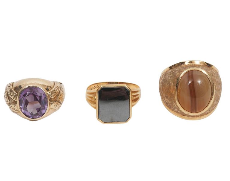 14K YG Alexandrite Ring, Agate Ring & Onyx Ring
