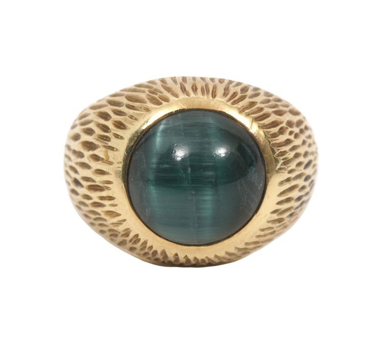14K YG Blue Chrysoberyl Cats Eye Ring