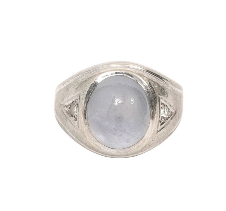 Gentleman's 14K WG Diamond & Sapphire Ring