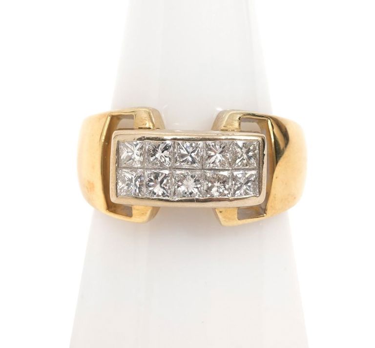 Gentleman's 18K YG Princess Cut Diamond Ring