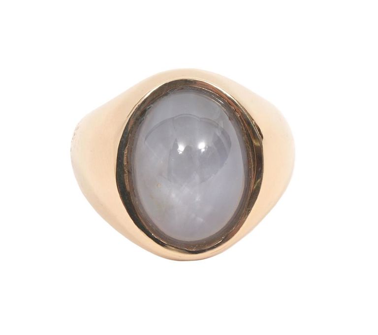 Gentleman's Star Sapphire 14K YG Ring