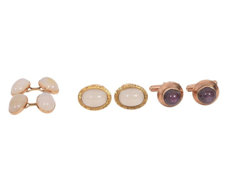 2 Pr. Moonstone Cufflinks & Pr. Star Ruby
