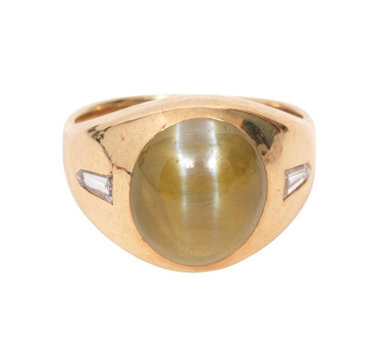 Men's 18K YG and Cat's Eye Chrysoberyl Ring