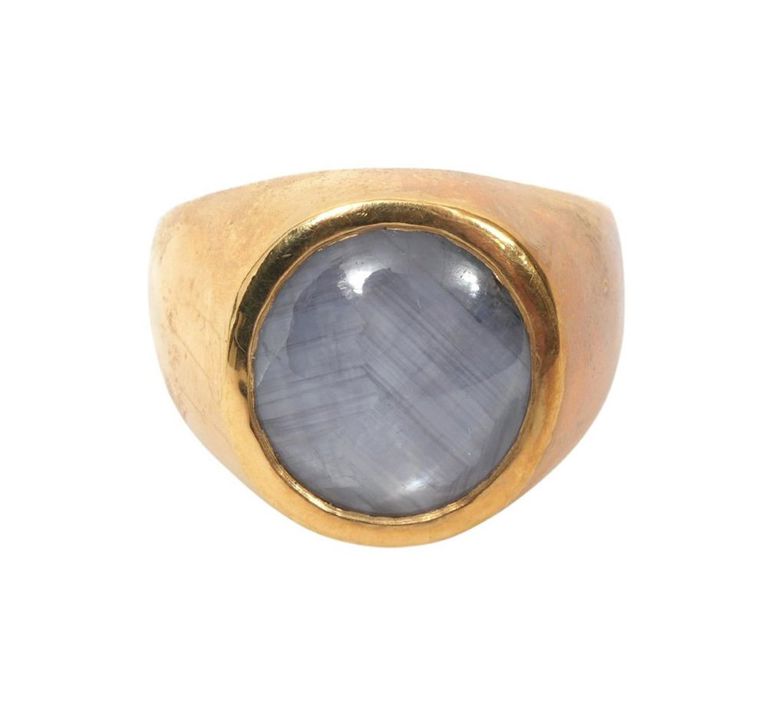 Men's 18K YG Blue Star Sapphire Ring