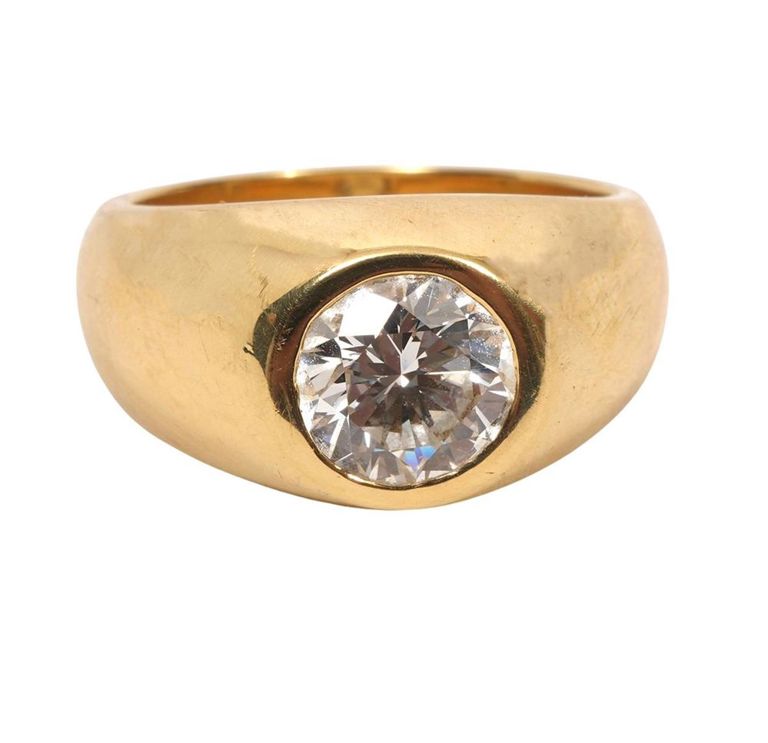 Men's 18K Gold Diamond Ring GIA Cert