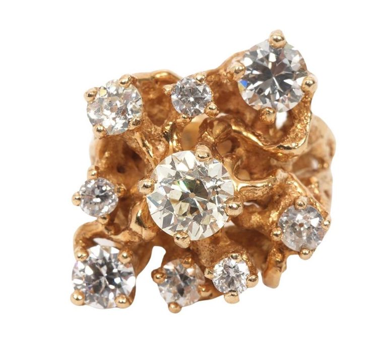 Men's 14K YG & Diamond Brutalist Cluster Ring