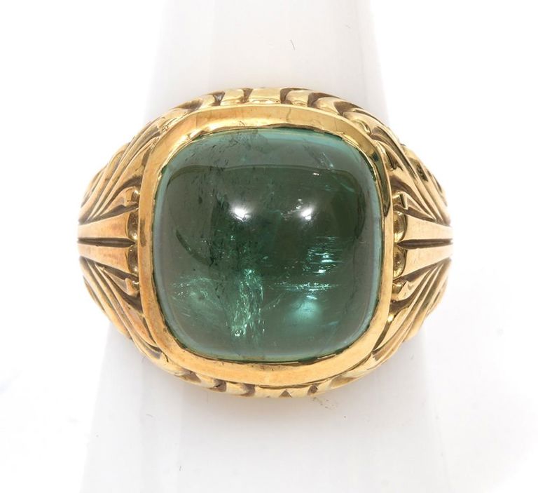 Men's 14K YG and Tourmaline Ring