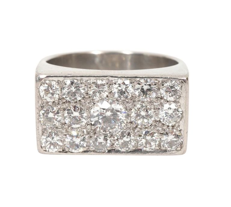 Men's Platinum and Diamond Bar Style Ring