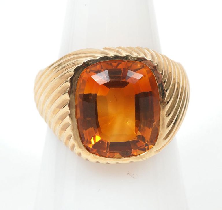 Men's 14K Yellow Gold and Citrine Ring