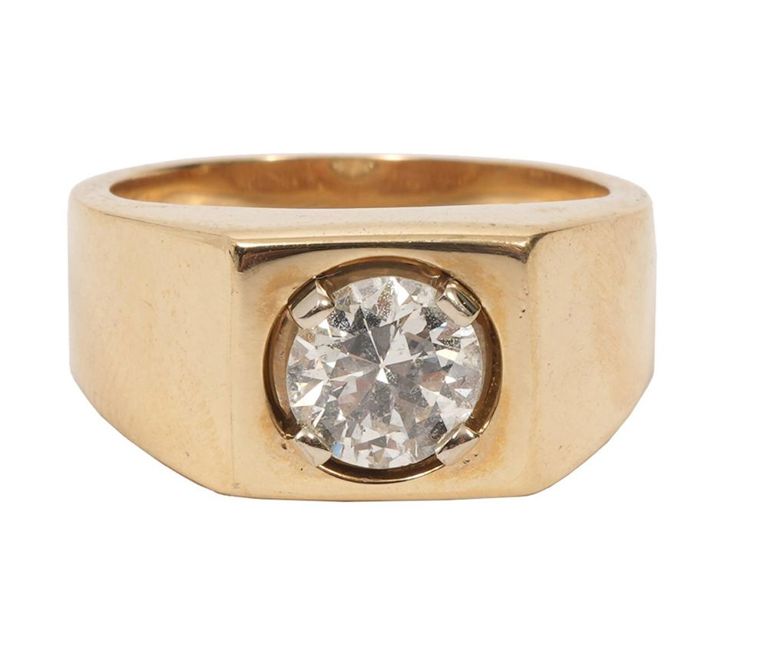 Men's 14K YG Brilliant Cut Diamond Ring