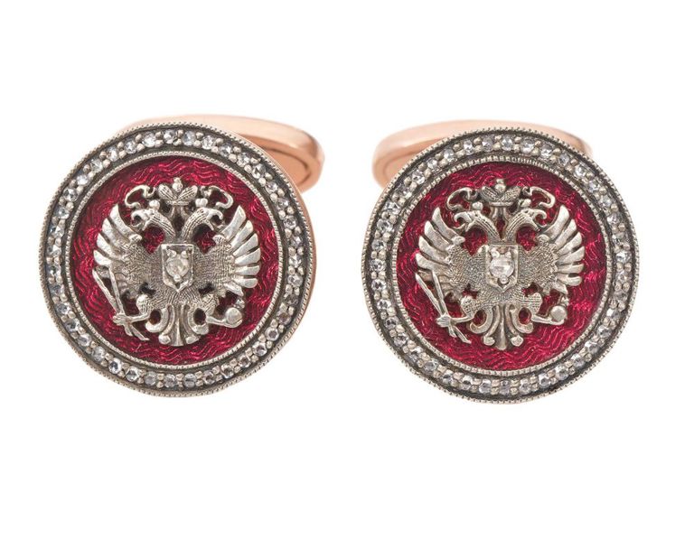 Pr 14K RG, Diamond Imperial Russian Cufflinks