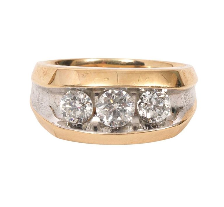 Men's 14K WG/YG and Diamond Band Ring
