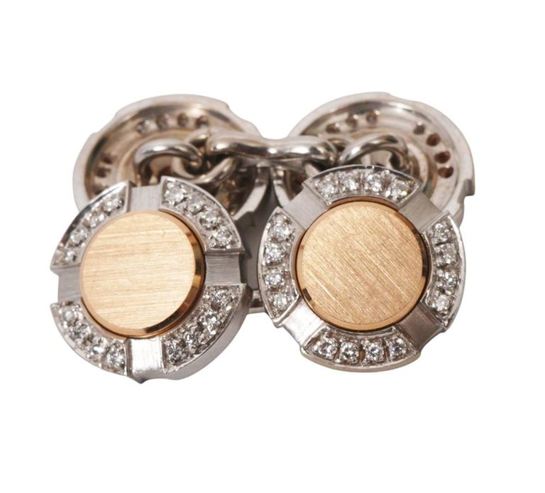 Pr 18K WG, RG & Diamond Cufflinks