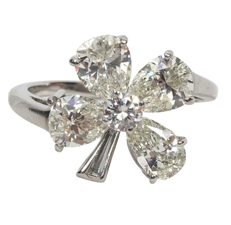 Lady's Platinum and Diamond 4 Leaf Clover Ring