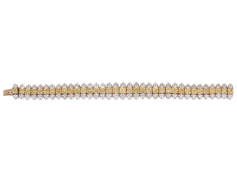 18K WG YG & Yellow Natural Diamond Bracelet