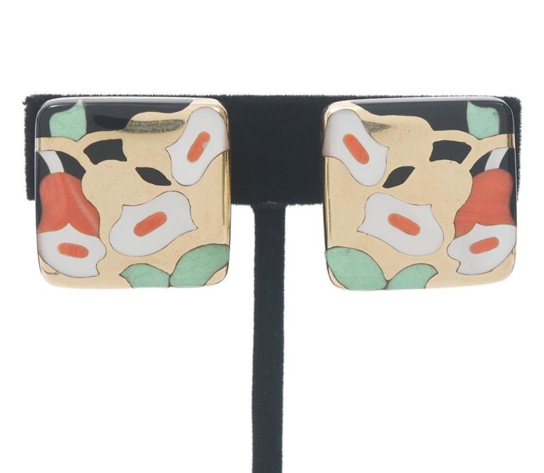 Asch Grossbardt 14K YG Multistone Clip Earrings