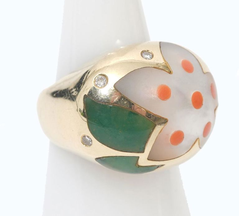 14K Gold Asch Grossbardt Geometric Ring