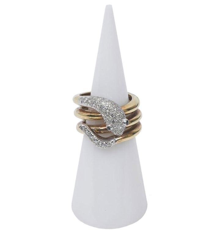 Pave Diamond 14K YG Snake Ring