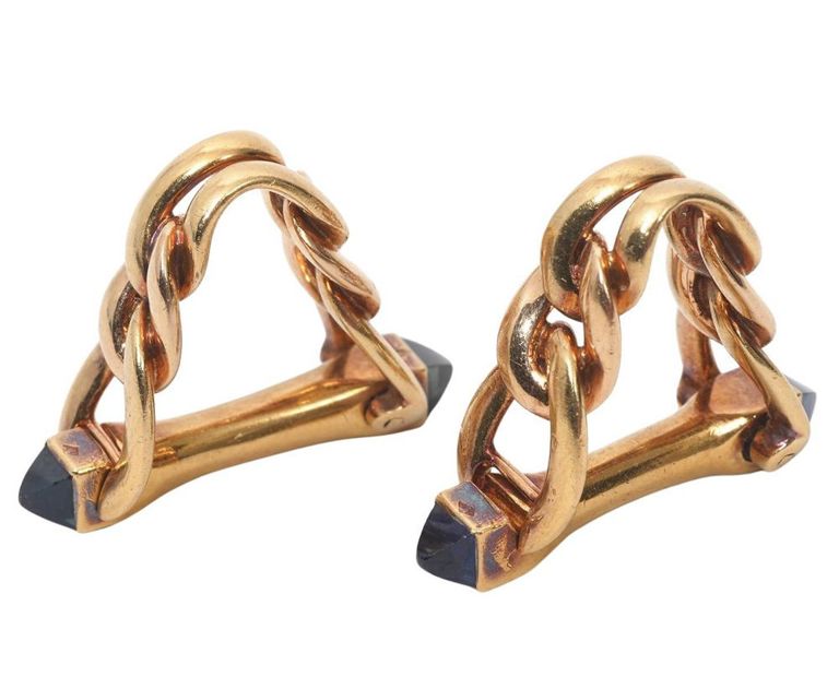 Boucheron Paris 18K YG Stirrup Cufflinks
