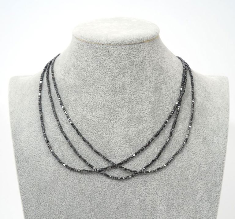 Black Diamond Contemporary Style 18K WG Necklace