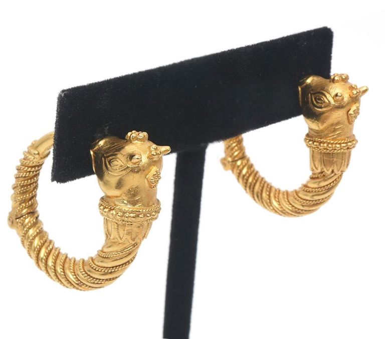 Lalaounis Earrings 22K YG Bulls' Head Earrings
