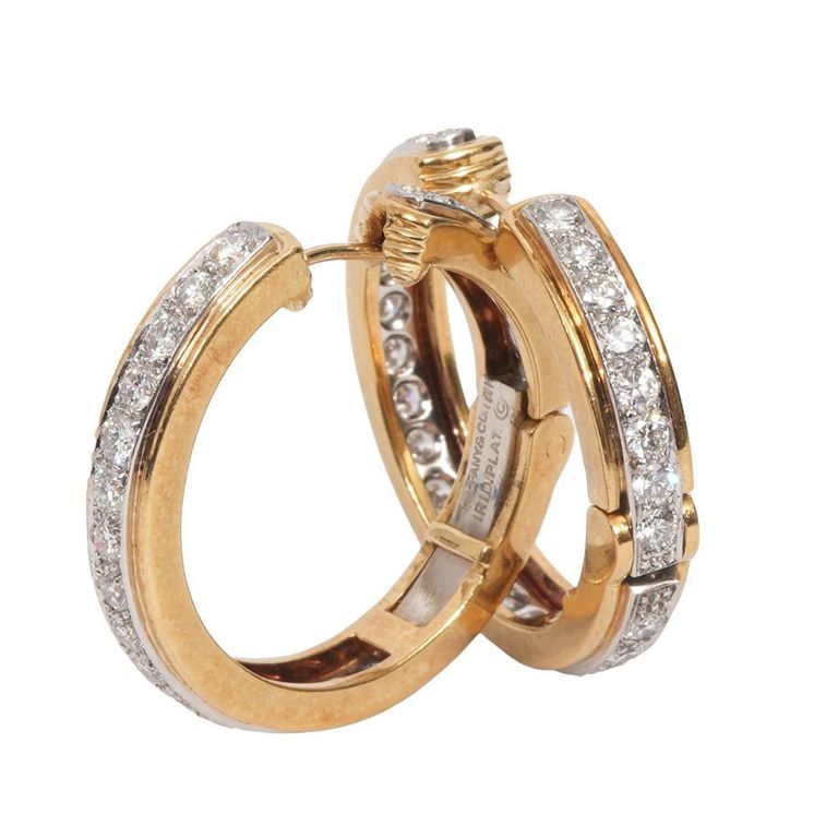 Pr. of Tiffany & Co. Diamond & 18K YG Earrings