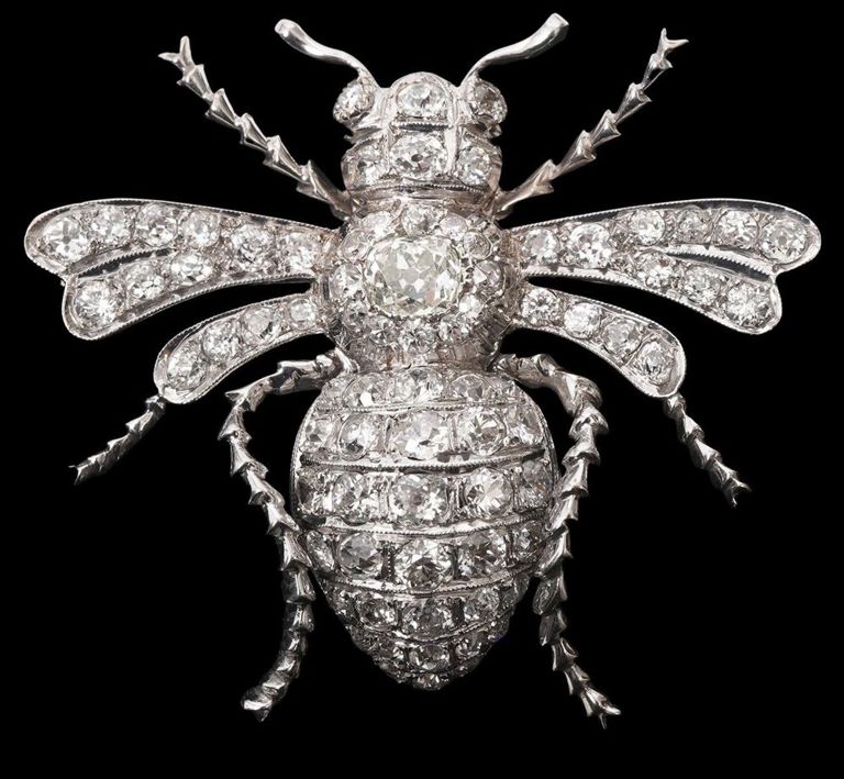 Stunning Diamond Encrusted 14K WG Bee Brooch