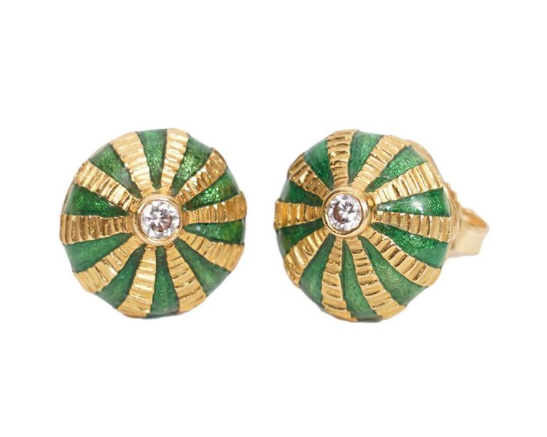 Tiffany Schlumberger Diamond & Enamel Earrings