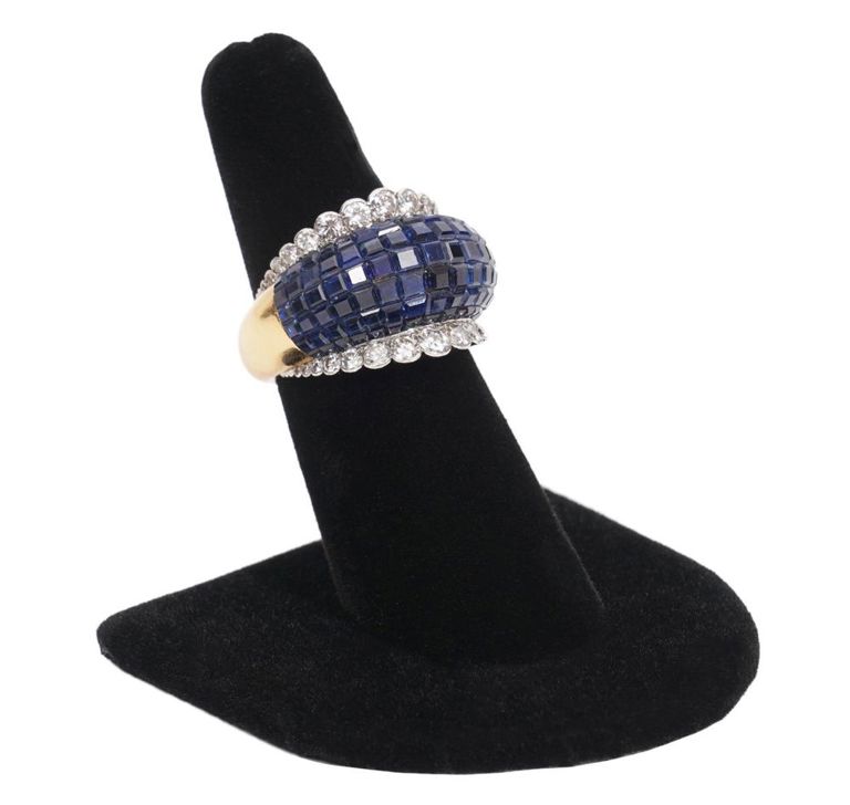Sapphire & Diamond 18K Dome Ring