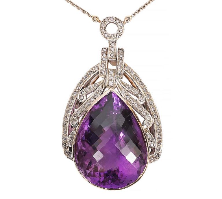 Massive Amethyst & Diamond 18K Necklace
