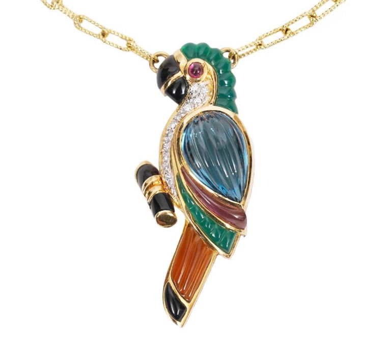 Bellarri 18K Multistone & Diamond Parrot Necklace