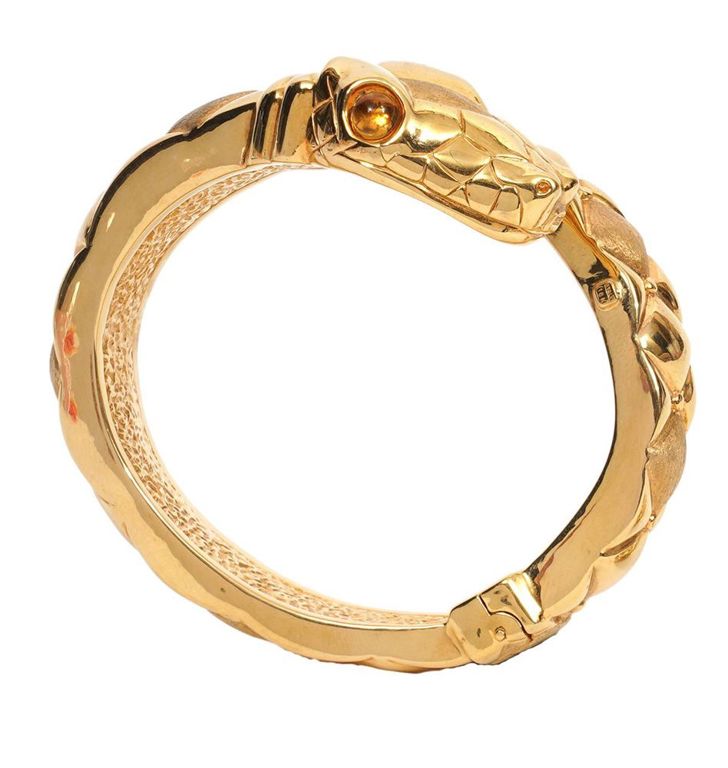 18K YG & Citrine Snake Hinged Bracelet