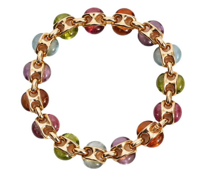 Contemporary Style 18K YG Multistone Link Bracelet