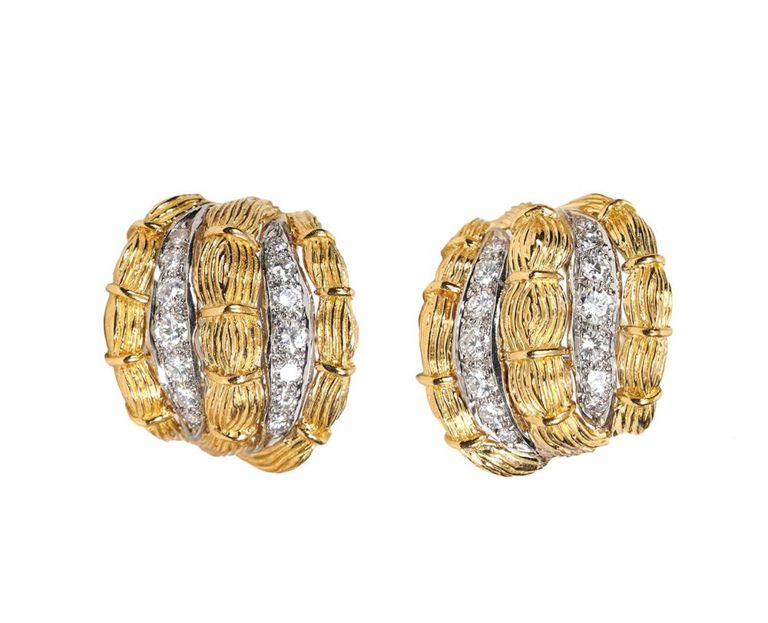 Pr. Diamond & 18K YG Clip Earrings