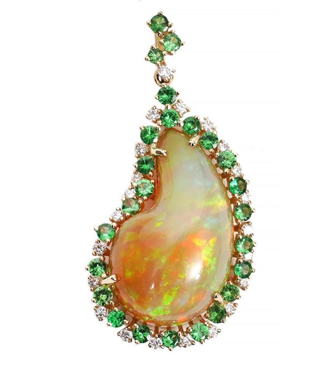 Tremonti 14K YG Opal, Diamond, Garnet Pendant