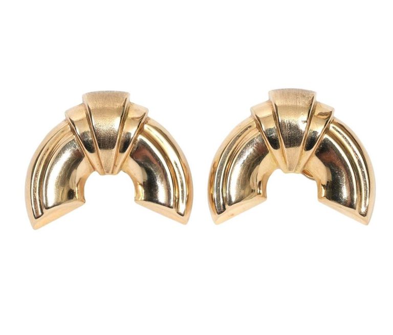 Modern Italian 14K YG Pierced Earrings