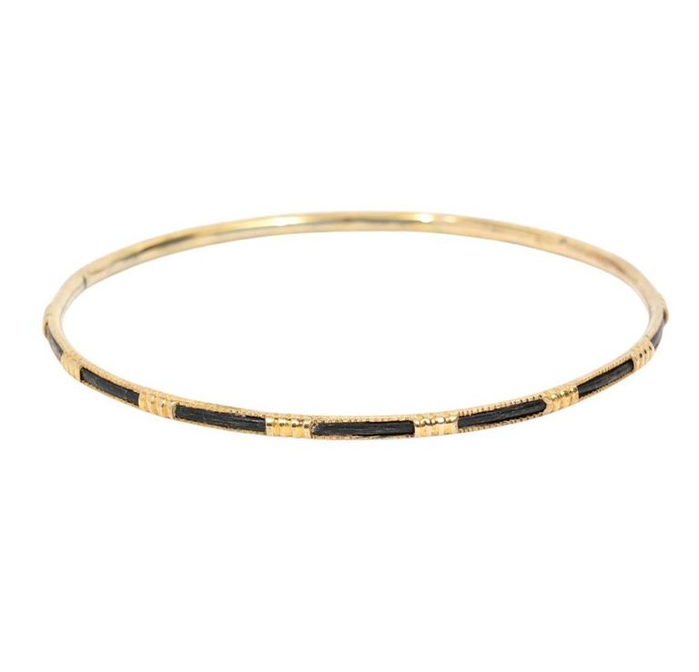 14K YG & Elephant Hair Bangle Bracelet