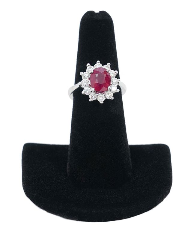 Lady's 14K WG Ruby & Diamond Halo Ring