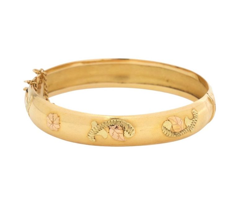 18K YG & Rose Gold Hinged Bangle Bracelet