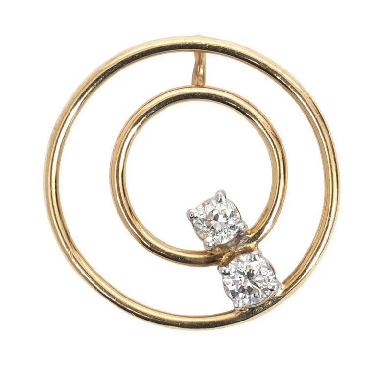 14K YG & Diamond Circle Pendant