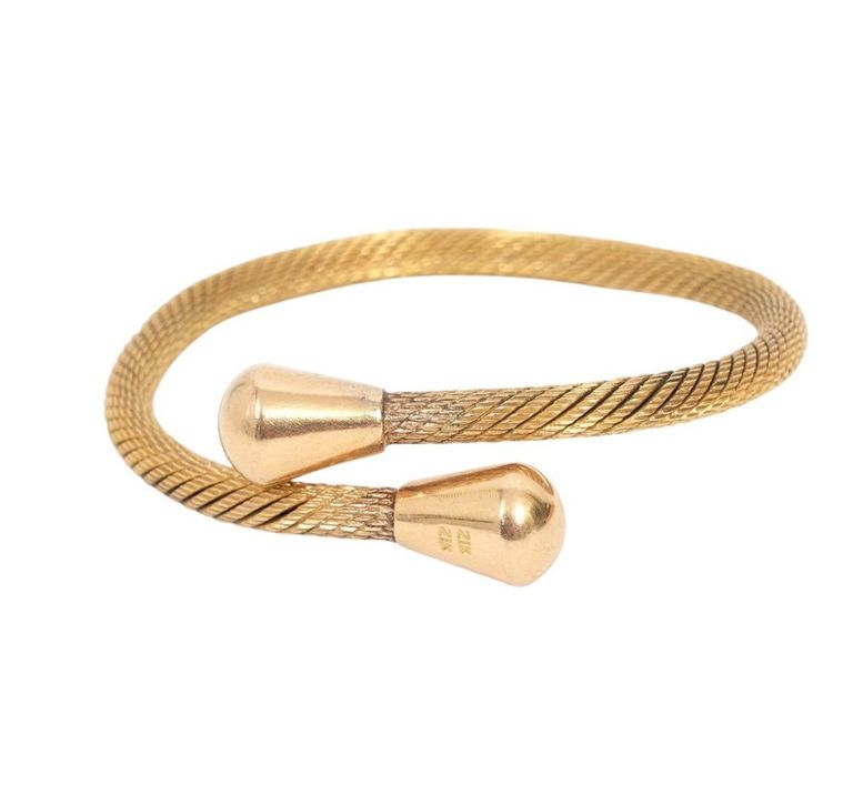 Solid 21K YG Mesh Twist Bangle