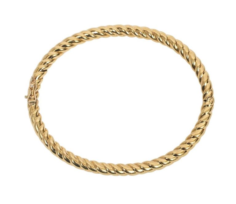 18K YG Hinged Bangle Bracelet