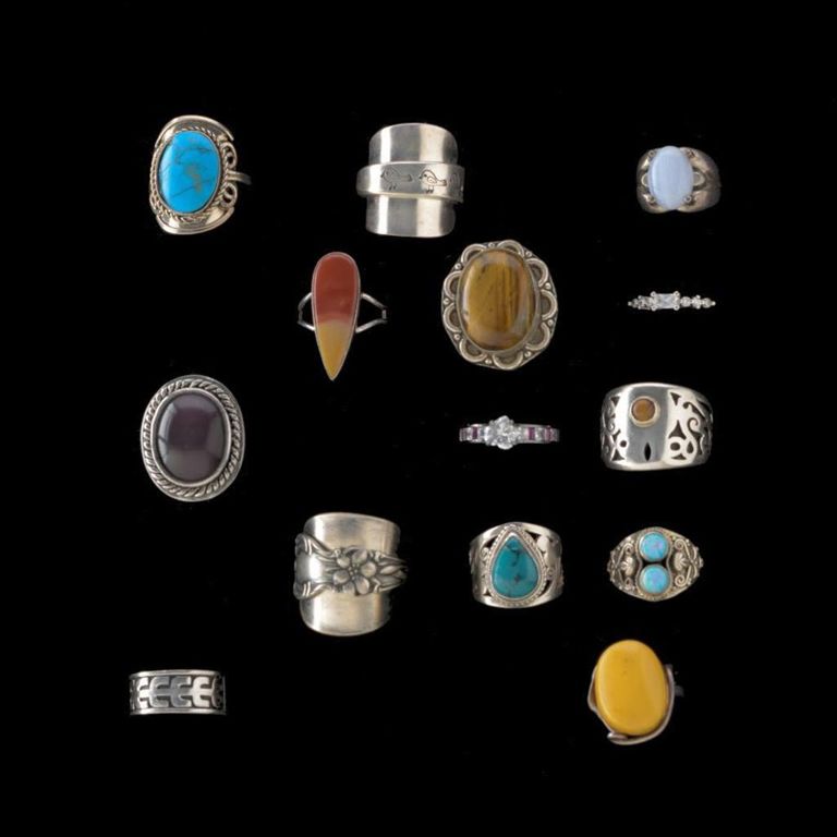 Fourteen Sterling Rings.