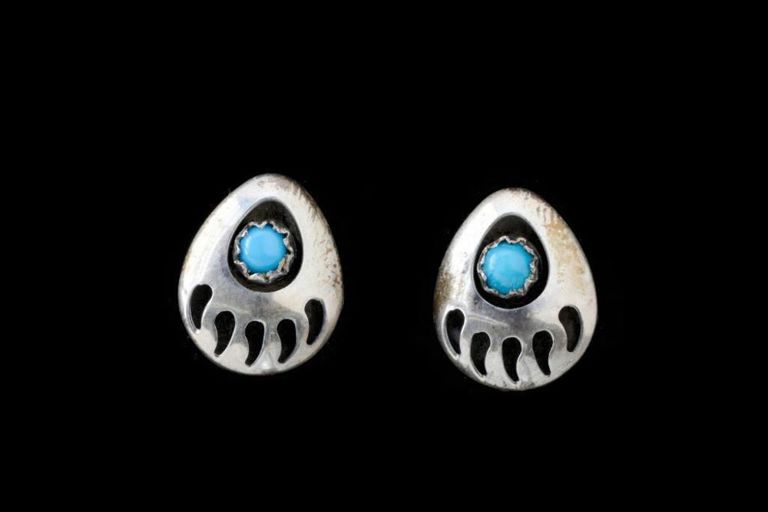 Native American Sterling Bear Claw Earrings.