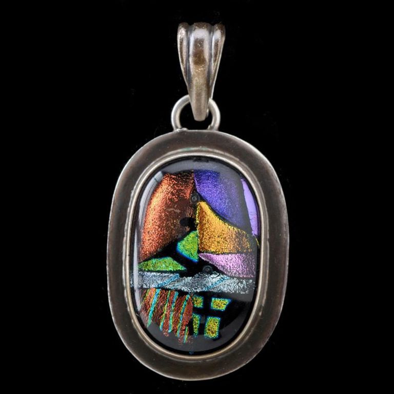 Sterling Diachroic Glass Pendant.