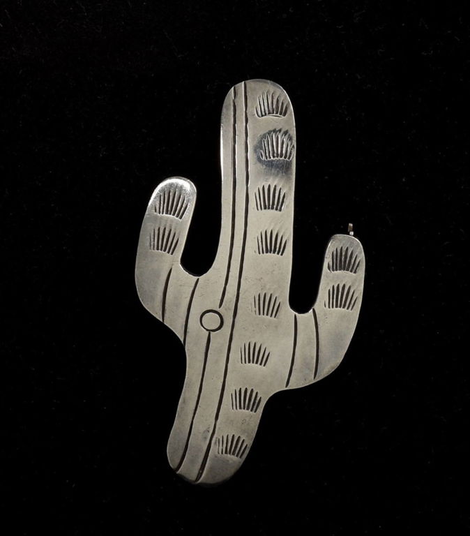 Mexican Sterling Stylized Cactus Pin.