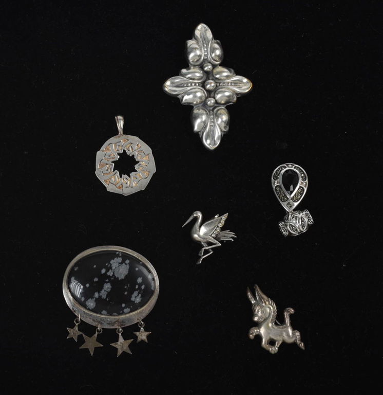 Group of Six Pieces of Sterling Jewelry.