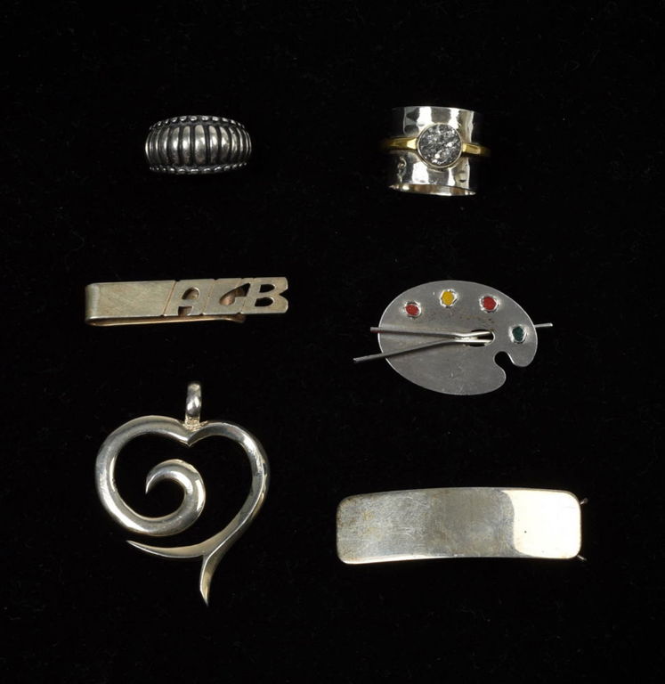 Group of Six Pieces of Silver Jewerly.