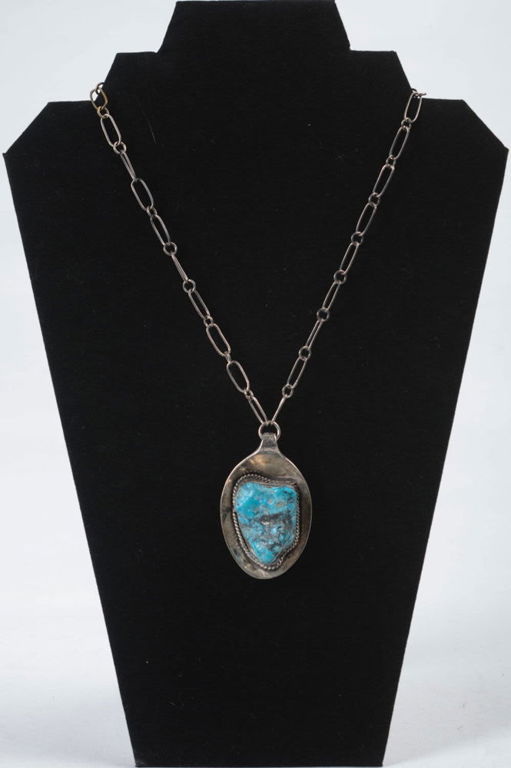 Handmade Turquoise and Sterling Necklace.